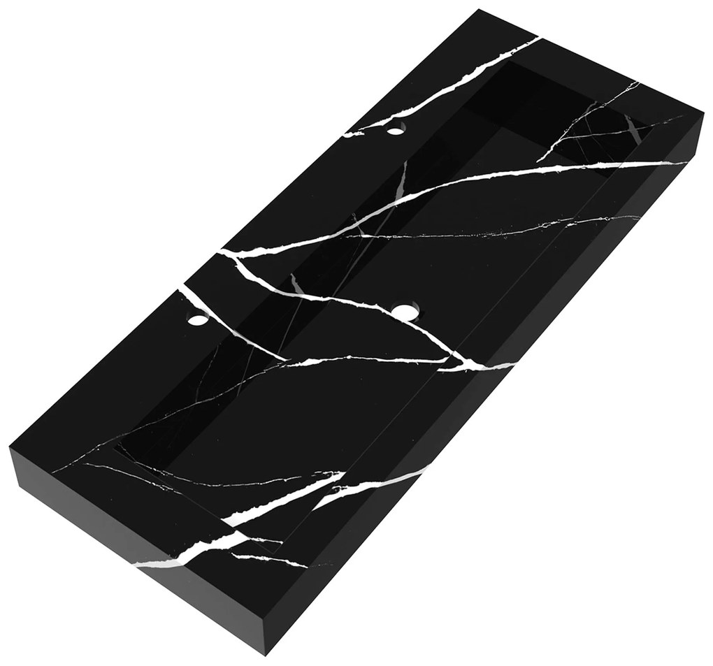 Sanituba Nature badmeubel 120cm sahara  met wastafel Artificial Marble Nero Marquina enkele wasbak 2 kraangaten