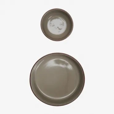 Set Van 2 Kommen Van Ronilena Steengoed Cederbruin - Bruin - Sklum