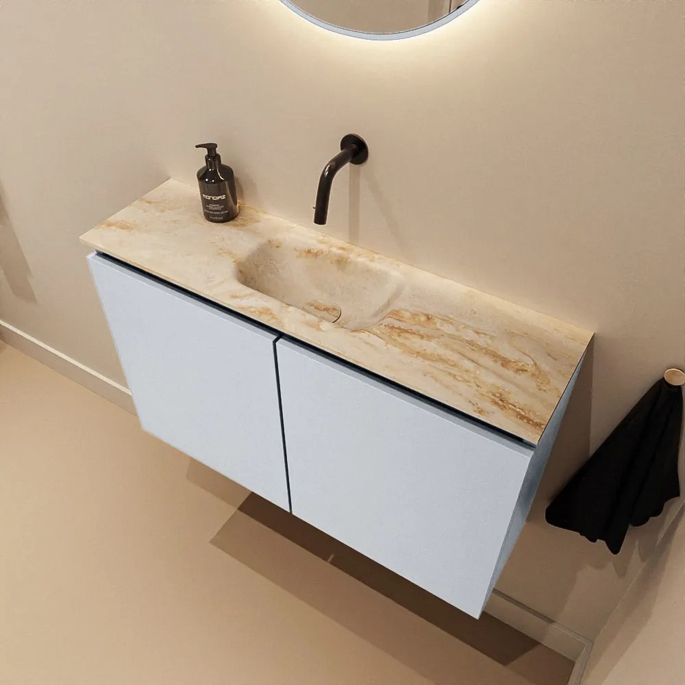 Mondiaz Ture DLux toiletmeubel 80cm clay met wastafel frappe midden zonder kraangat