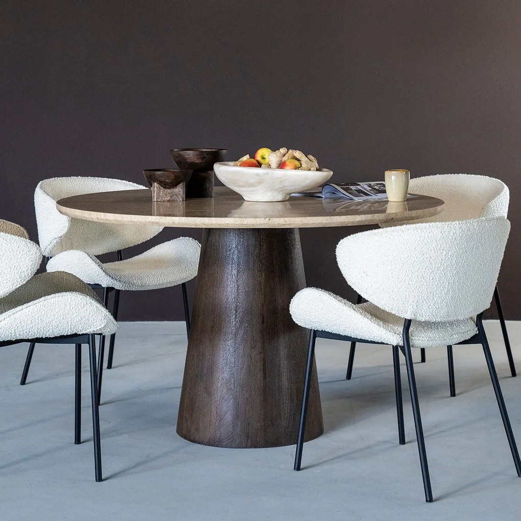 Boucle Eetkamerstoel Ronde Rug Beige