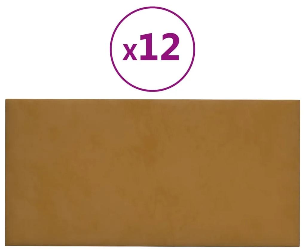 vidaXL Wandpanelen 12 st 0,54 m² 30x15 cm fluweel bruin