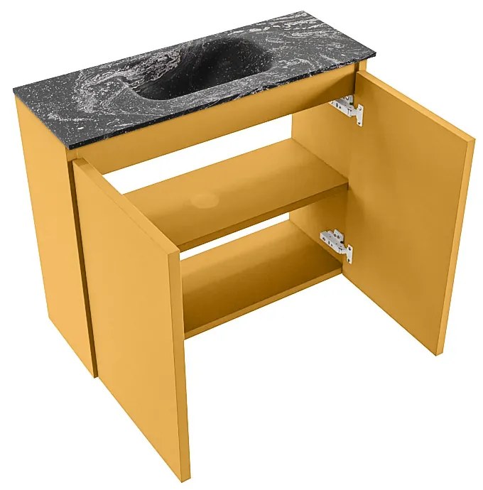 Mondiaz Ture DLux toiletmeubel 60cm ocher met wastafel lava midden met kraangat