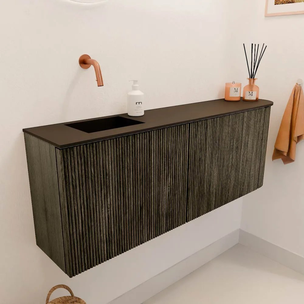 Mondiaz Joya 110cm toiletmeubel ronding rechts shadow met wastafel faye links zonder kraangat urban