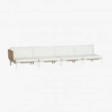 4-delige Hoekmodulaire Tuinbank Van Staal Roubly Beige Amandelroos - Sklum