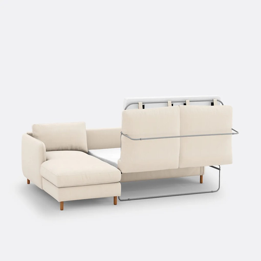 Hoekbank links, converteerbaar, 4 zits, in polyester, LOMÉO