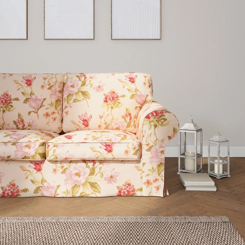 Dekoria IKEA hoes voor Ektorp 2-zits slaapbank - NIEUW model, crème-roze