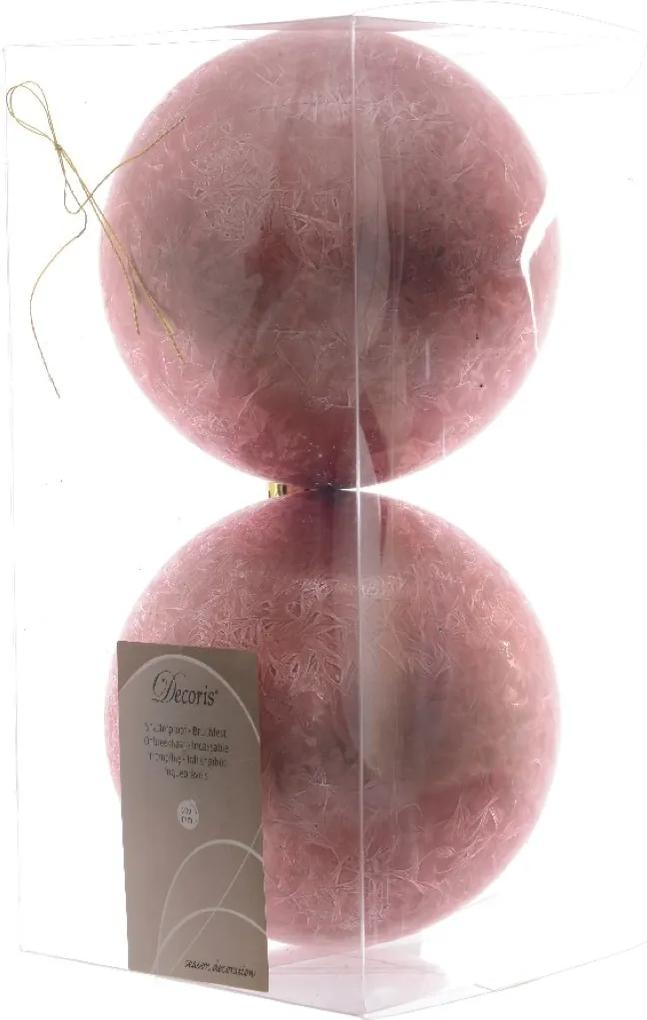 Kerstbal plastic ijslak/100mm/marmer roze