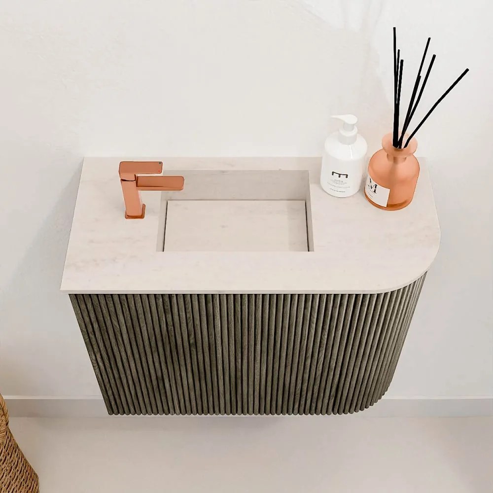 Mondiaz Joya DLux 50cm toiletmeubel ronding rechts shadow met wastafel faye links 1 kraangat meli