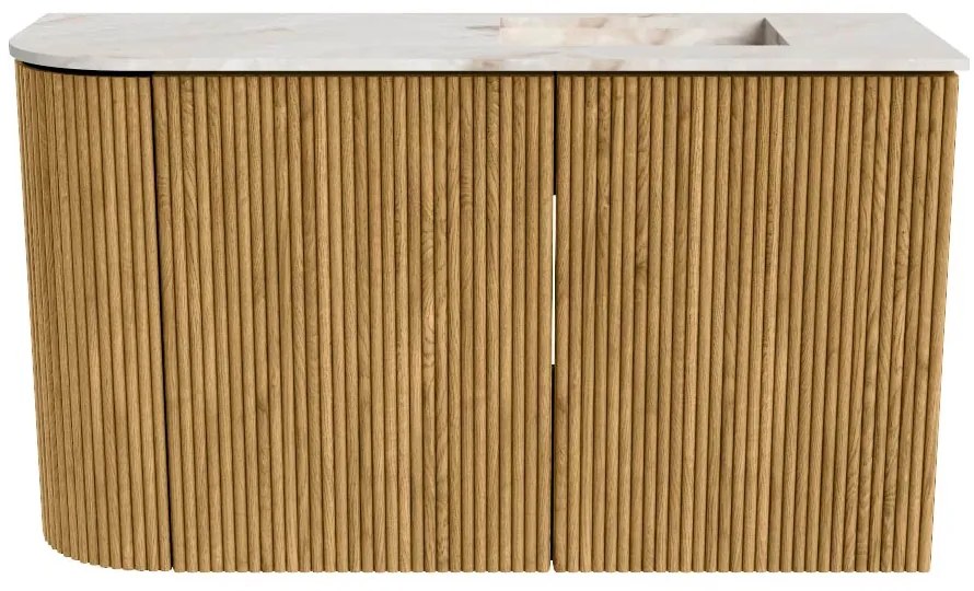 Mondiaz Joya DLux 70cm toiletmeubel ronding links oak met wastafel faye rechts 1 kraangat frappe
