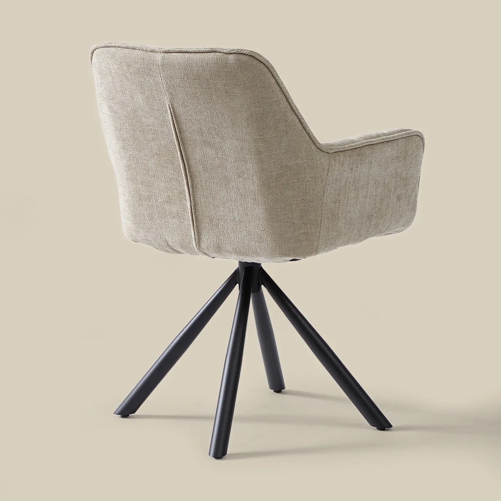 Beige Eetkamerstoel Met Stiksels