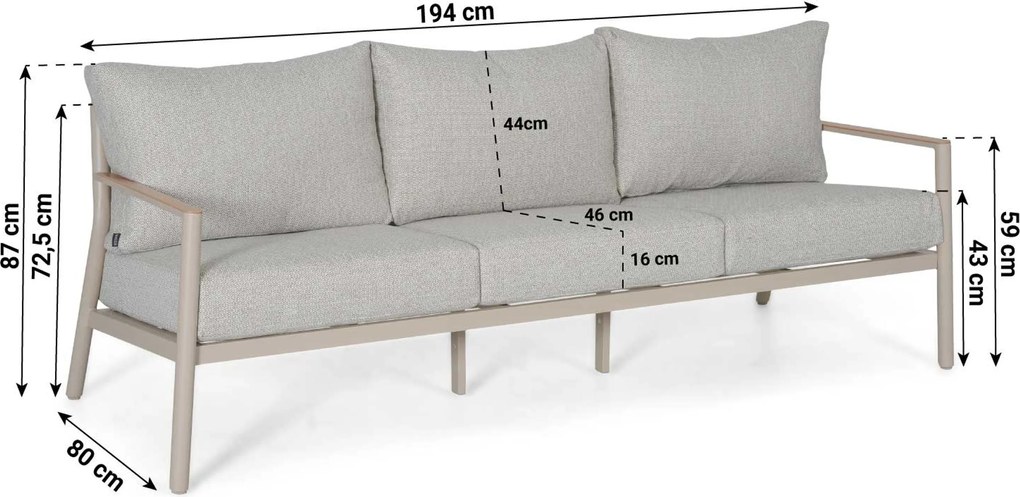 Stoel en Bank Loungeset 5 personen Aluminium Taupe Lifestyle Garden Furniture Verano