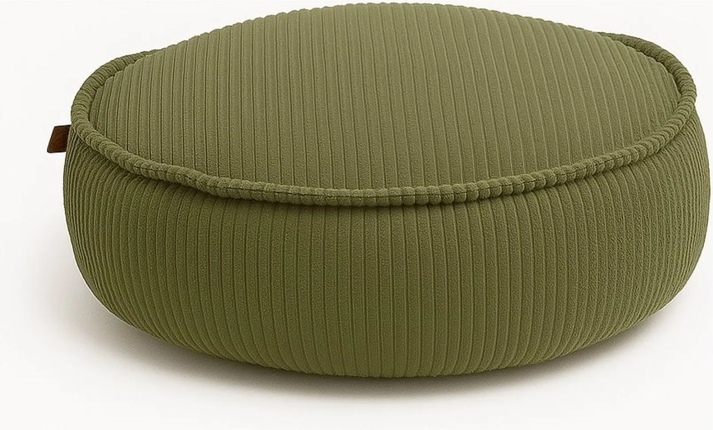Ronde Kinderpoef Aesthetic Rib - Kaki