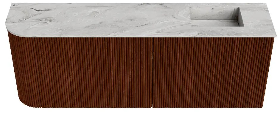 Mondiaz Joya DLux 110cm toiletmeubel ronding links ruby met wastafel faye rechts zonder kraangat glace