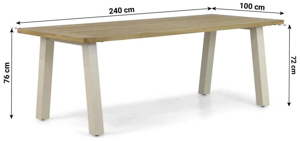 Dining Tuintafel  240 x 100 cm Aluminium/teak Taupe Glasgow
