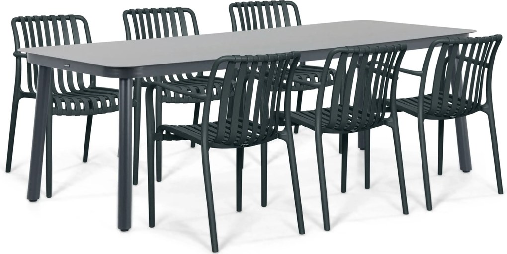 Tuinset 6 personen 220 cm Kunststof Grijs Domani Furniture Alba/Tavano