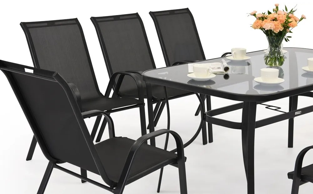 Modena zwart metalen tuinset voor 8 personen Garden Point