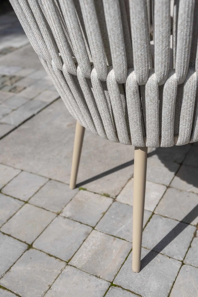 Taste by 4 Seasons Eva tuinset latte met Denia tafel latte met geprint keramisch blad 240 cm Tuinset beige weerbestendig