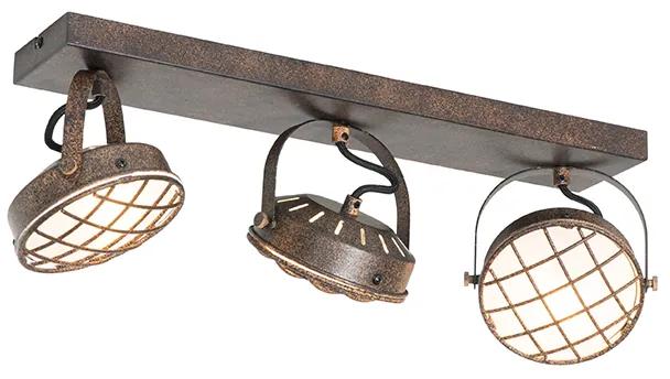 Vintage Spot / Opbouwspot / Plafondspot roestbruin 3-lichts - Tamina Industriele / Industrie / Industrial G9 Binnenverlichting Lamp