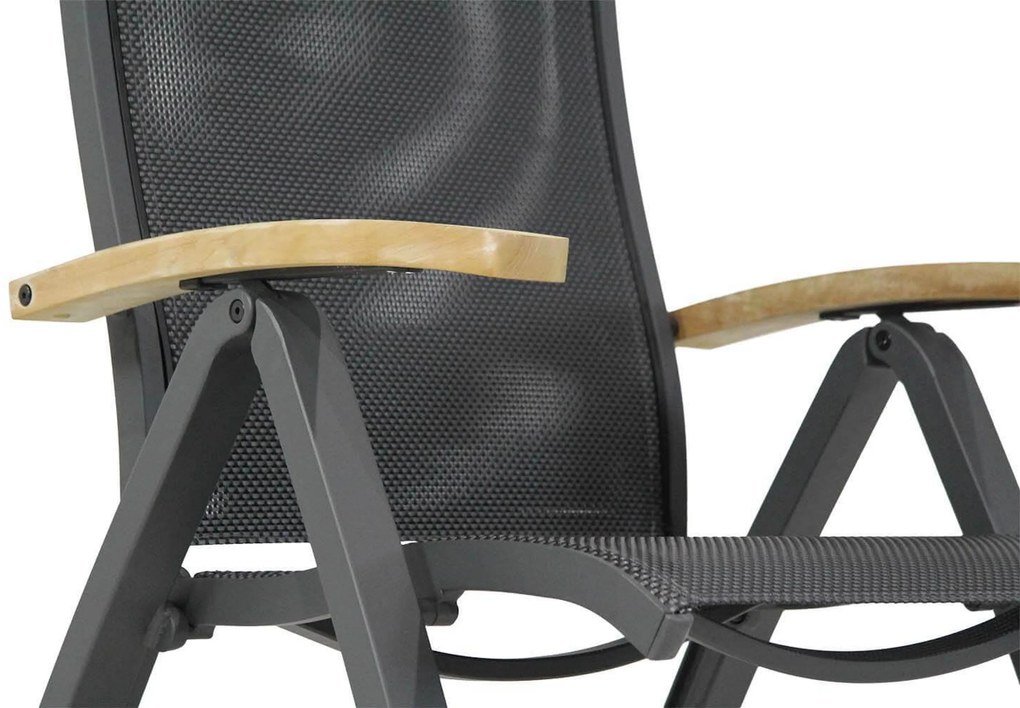 Presto Tarenta Standenstoel Met Teak Arm Aluminium Grijs