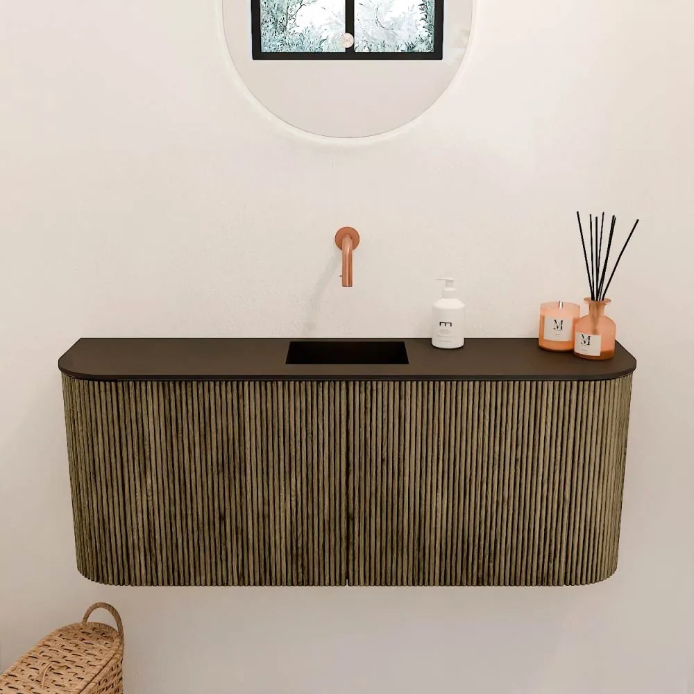 Mondiaz Joya 105cm toiletmeubel ronding links/rechts dusk met wastafel faye midden zonder kraangat urban