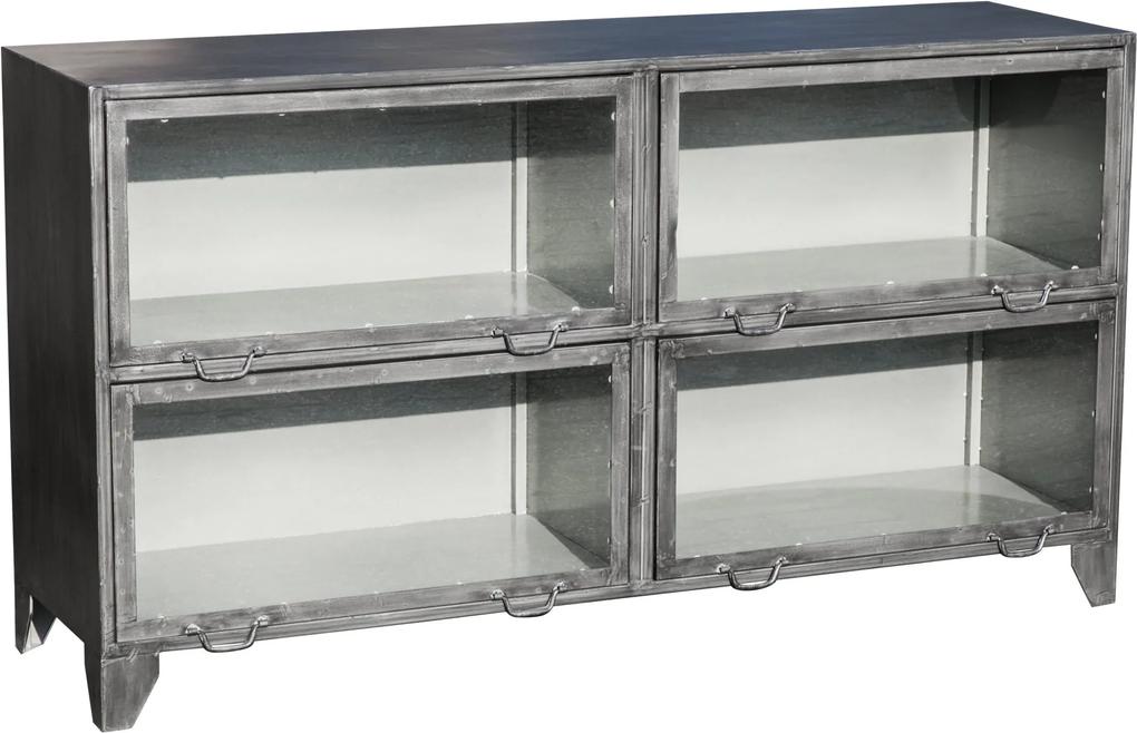 PTMD Collection | Kast Clifton lengte 155 cm x breedte 42 cm x hoogte 85 cm metaalkleurig, zilverkleurig wandkasten metaal meubels kasten
