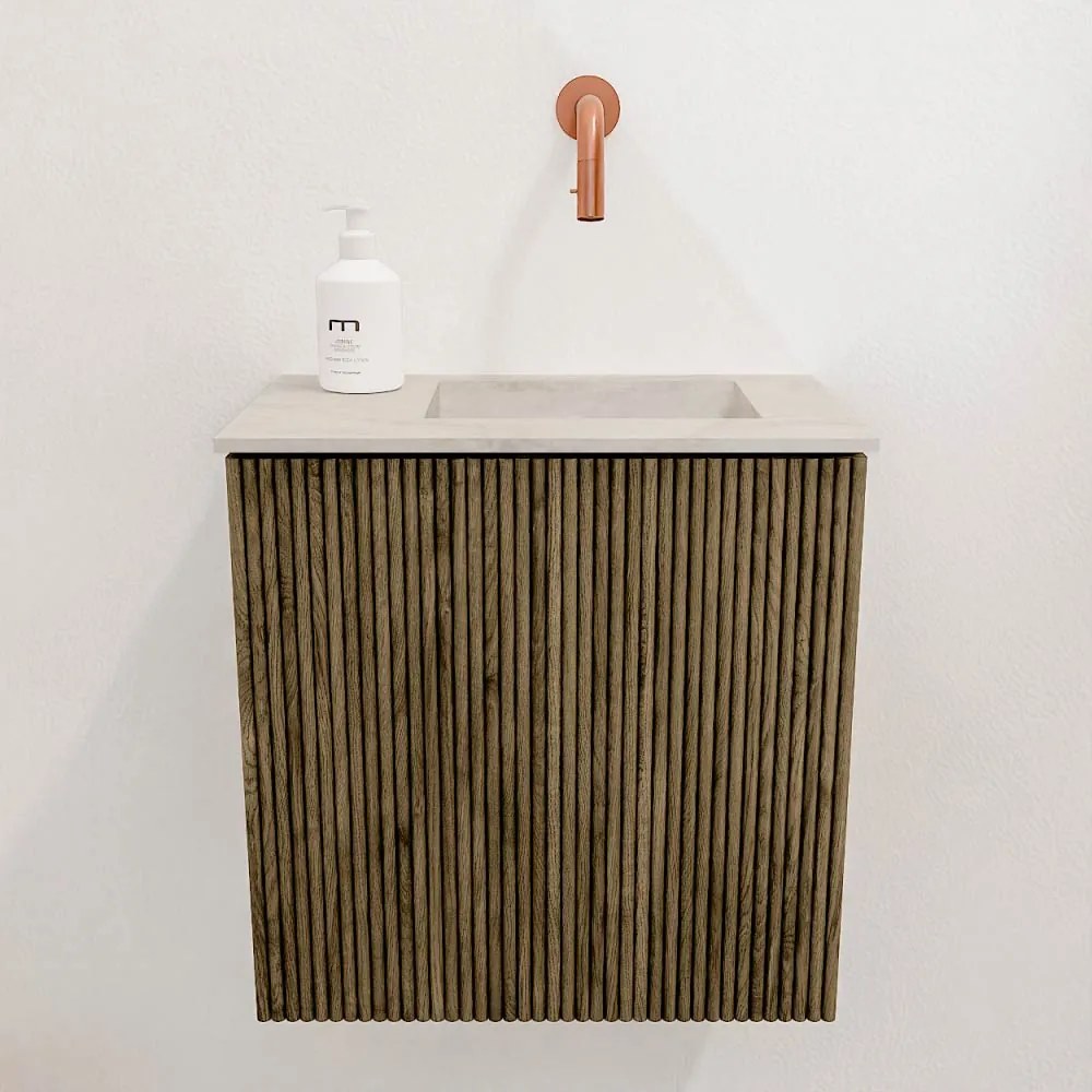 Mondiaz Joya DLux 40cm toiletmeubel dusk met wastafel faye rechts zonder kraangat ostra