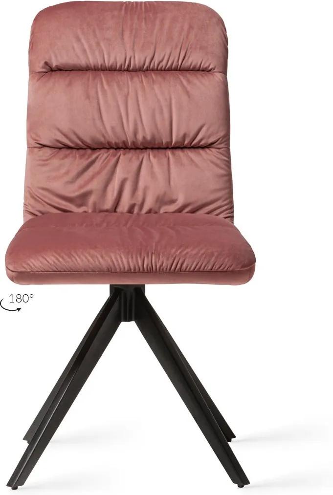 Jesper Home | Eetkamerstoel Aira Turn hoogte 90 cm x breedte 47 cm x diepte 64 cm x zithoogte poederroze eetkamerstoelen fluweel, metaal meubels stoelen & fauteuils