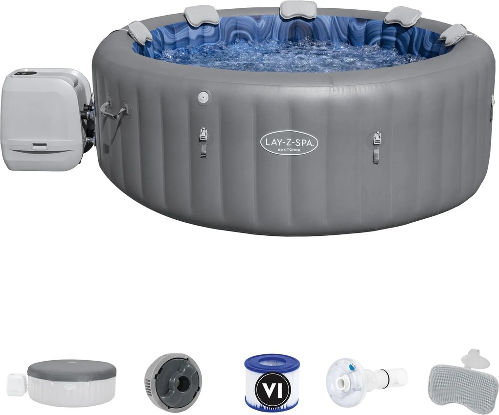Bestway Lay-Z-Spa Santorini Energy-Efficient Smart HydroJet Pro - 5-7 personen - energiezuinig!