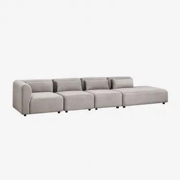 4-delige Modulaire Hoekbank Met Rechter Chaise Longue Fogler Corduroy Licht Taupegrijs - Sklum