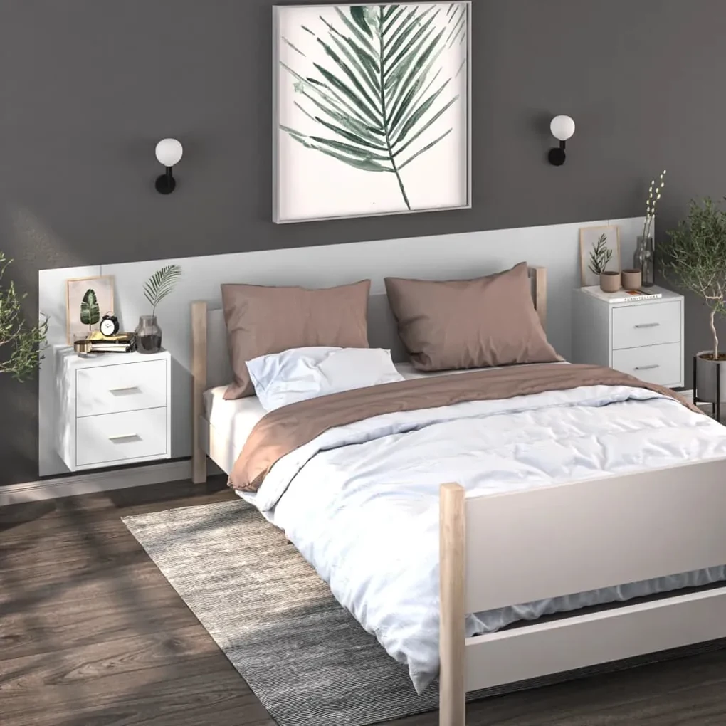 vidaXL Nachtkastjes 2 st wandgemonteerd wit