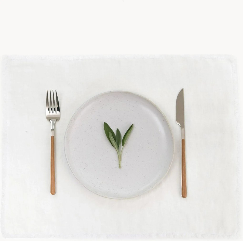Linnen placemat White Fringes
