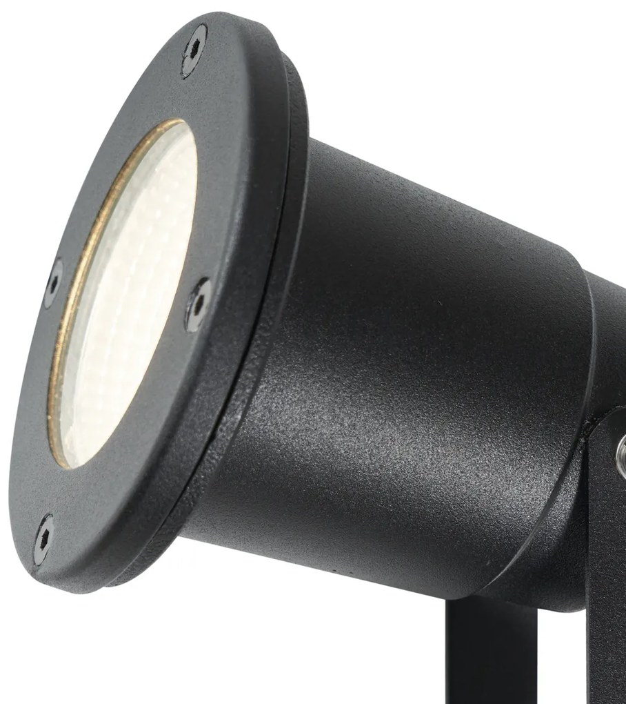 Buitenlamp Prikspot zwart incl. LED verstelbaar IP65 met snoer en stekker - Basic Modern IP65 Buitenverlichting rond