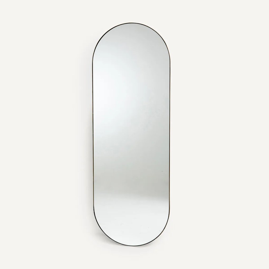 Spiegel in metaal met verouderde messing, H150 cm, Caligone