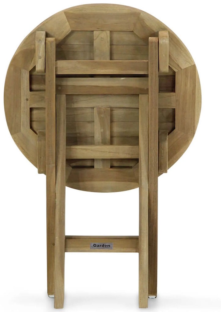 Tuintafel Rond 60 cm Teak Old teak greywash Derby inklapbare