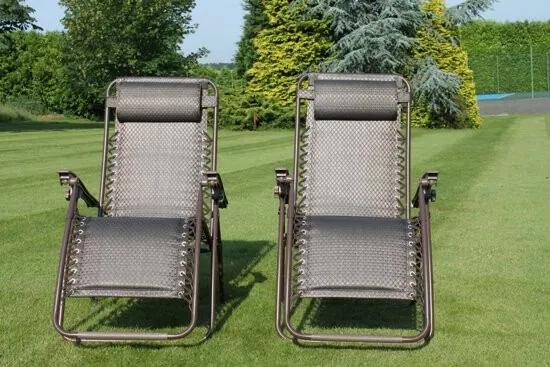 Set van 2 comfortabele ligstoelen voor in de tuin - Tweed - Textoline - verstelbaar - gevoerd