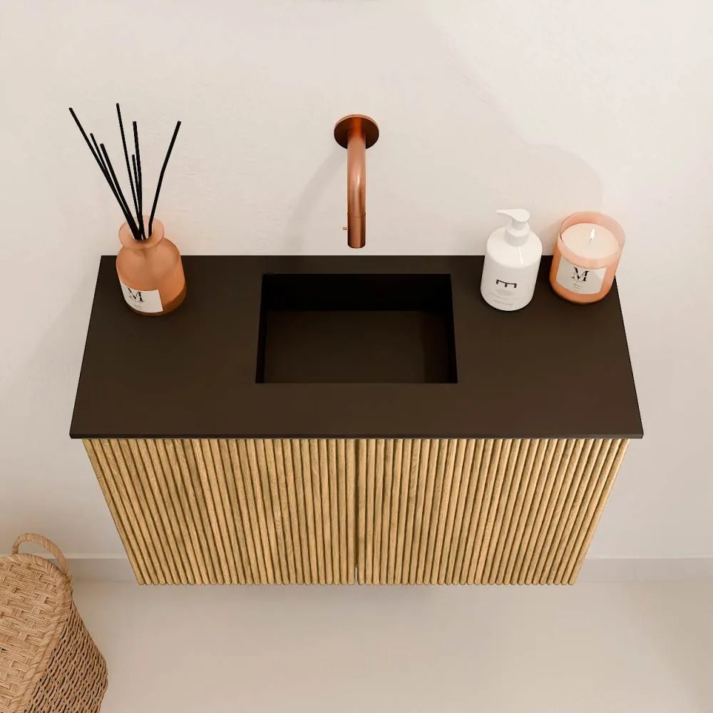 Mondiaz Joya 60cm toiletmeubel oak met wastafel faye midden zonder kraangat urban
