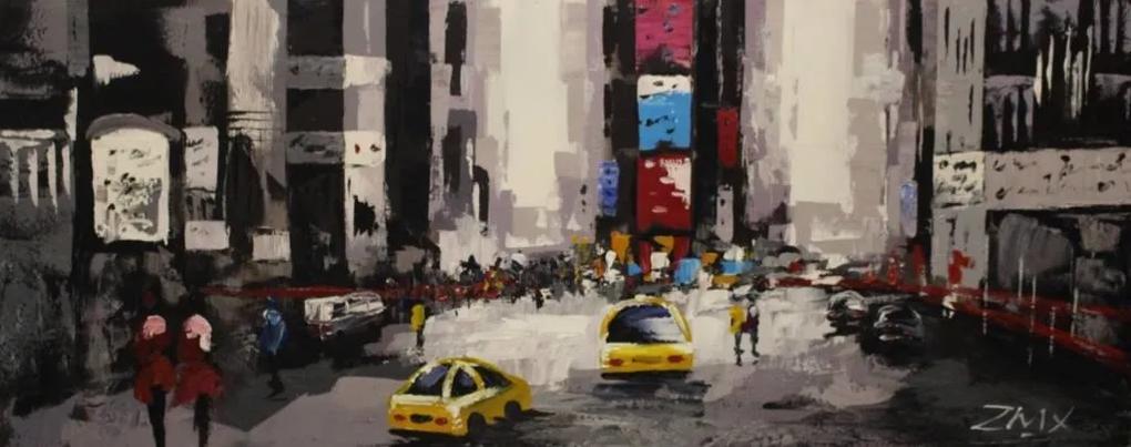 Schilderij - Handgeschilderd - Time Square 150x60cm