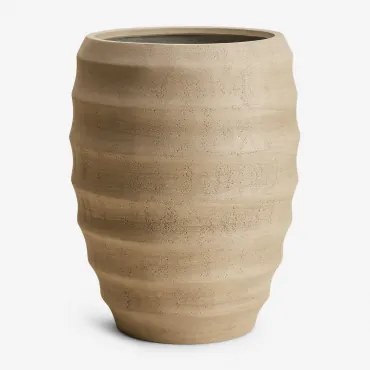 Buitenbloempot Van Cement Gabe Ø30 Cm - ↑45 Cm & Zandbruin - Sklum