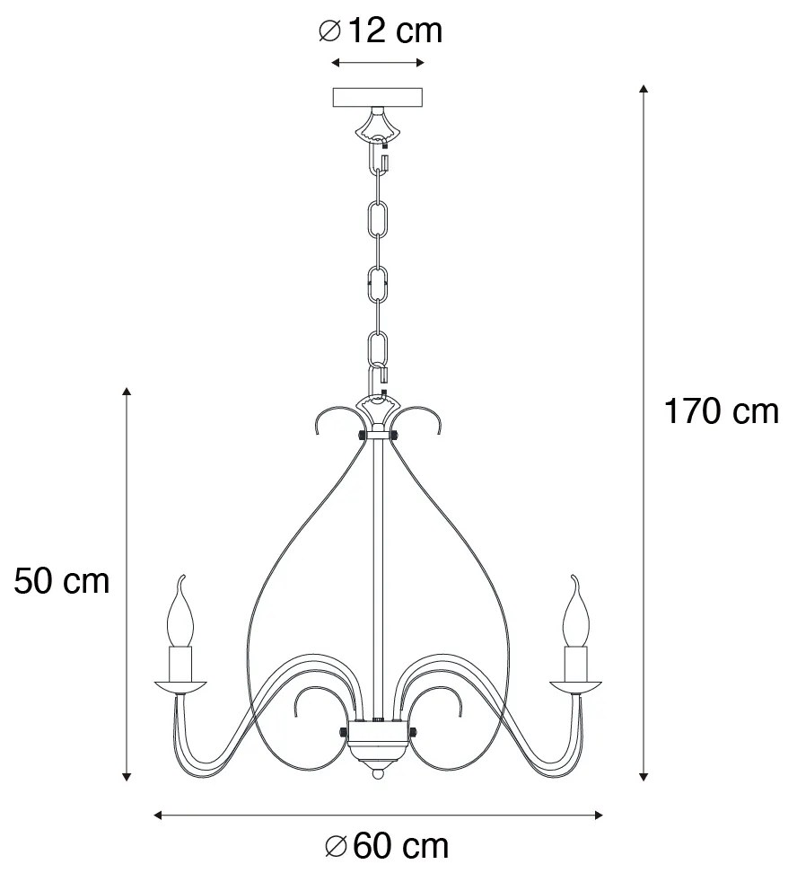 Eettafel / Eetkamer Klassieke kroonluchter crème 5-lichts - Giuseppe Klassiek / Antiek, Landelijk / Rustiek E14 rond Binnenverlichting Lamp