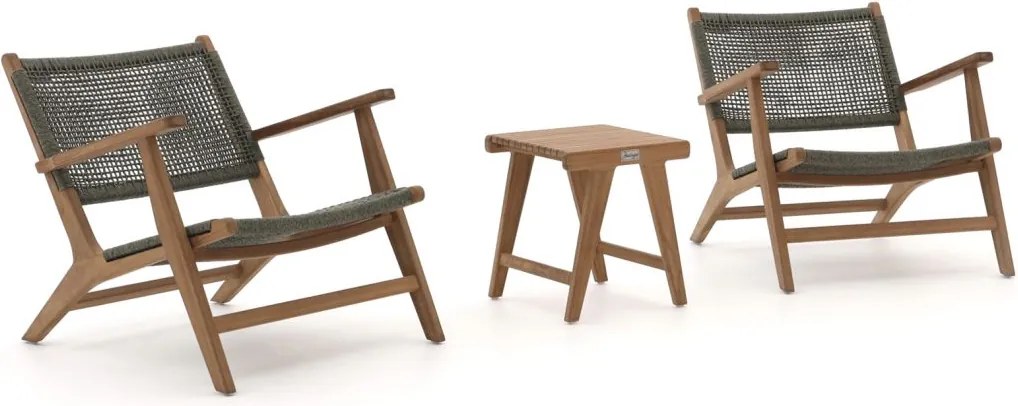 Bistro- en balkonset Bellagio  | 2 personen | Tuinset teakhout | 3-delig | Kees Smit Tuinmeubelen