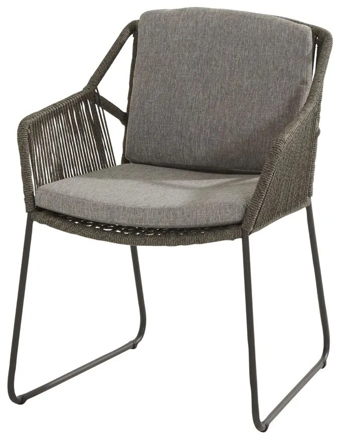 4 Seasons Outdoor Accor eetset mid grey met Louvre teak tafel 240 x 95 cm Tuinset houtkleur weerbestendig
