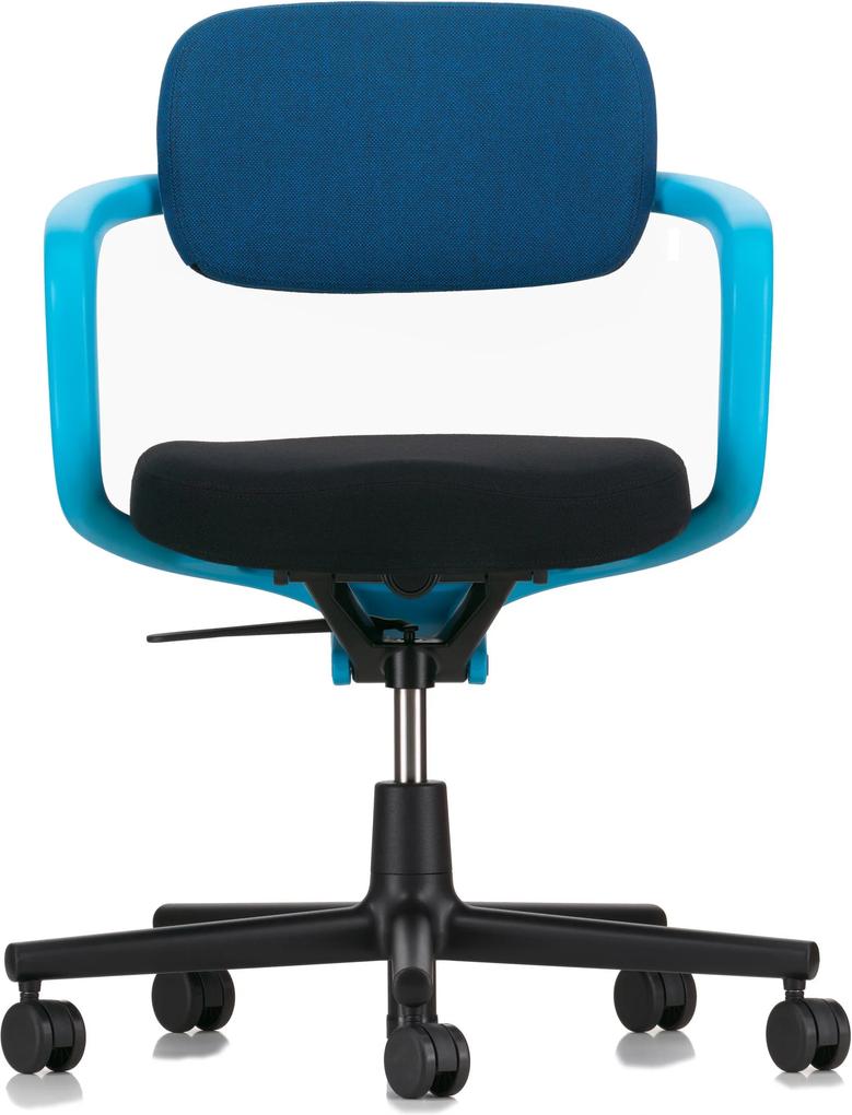 Vitra Allstar bureaustoel harde wielen voor tapijt aquamarine armleuning blauw/veenbruine rugleuning