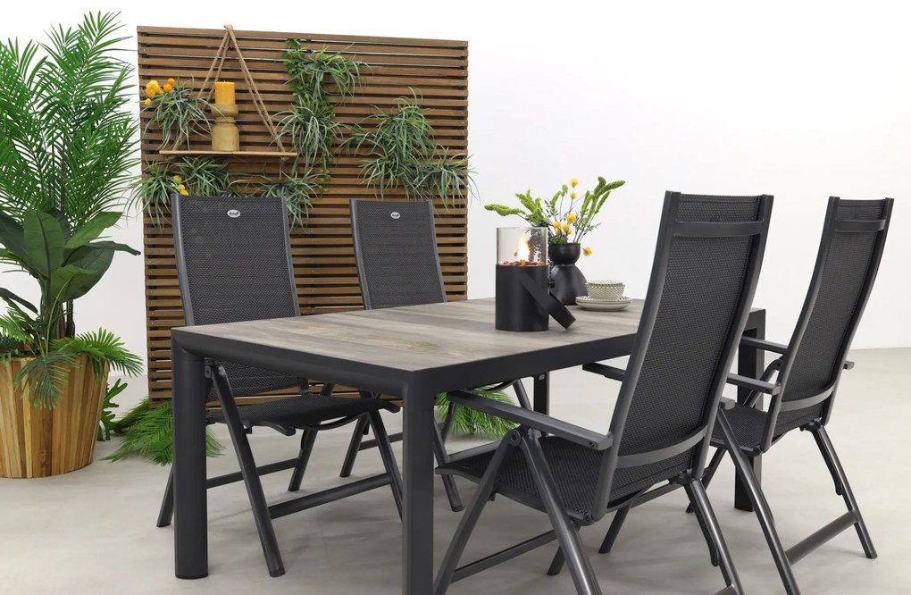 Hartman Roma/Kings 4-persoons verstelbare tuinset 180x100 cm. - Antraciet