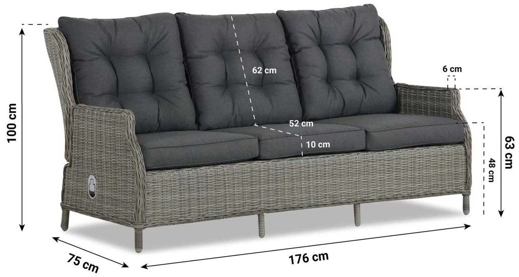 Dining Loungeset 7 personen Wicker Grijs Garden Collections New Castle