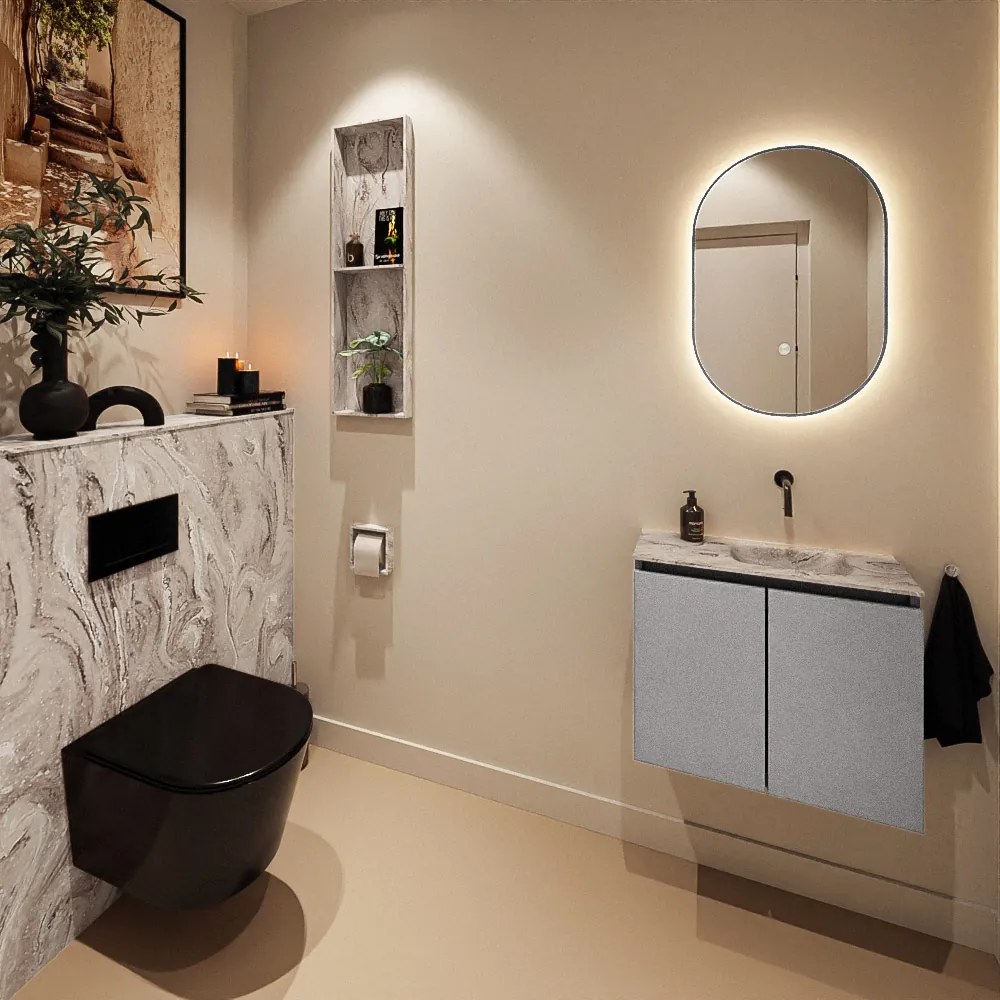 Mondiaz Ture DLux toiletmeubel 60cm plata met wastafel glace rechts zonder kraangat