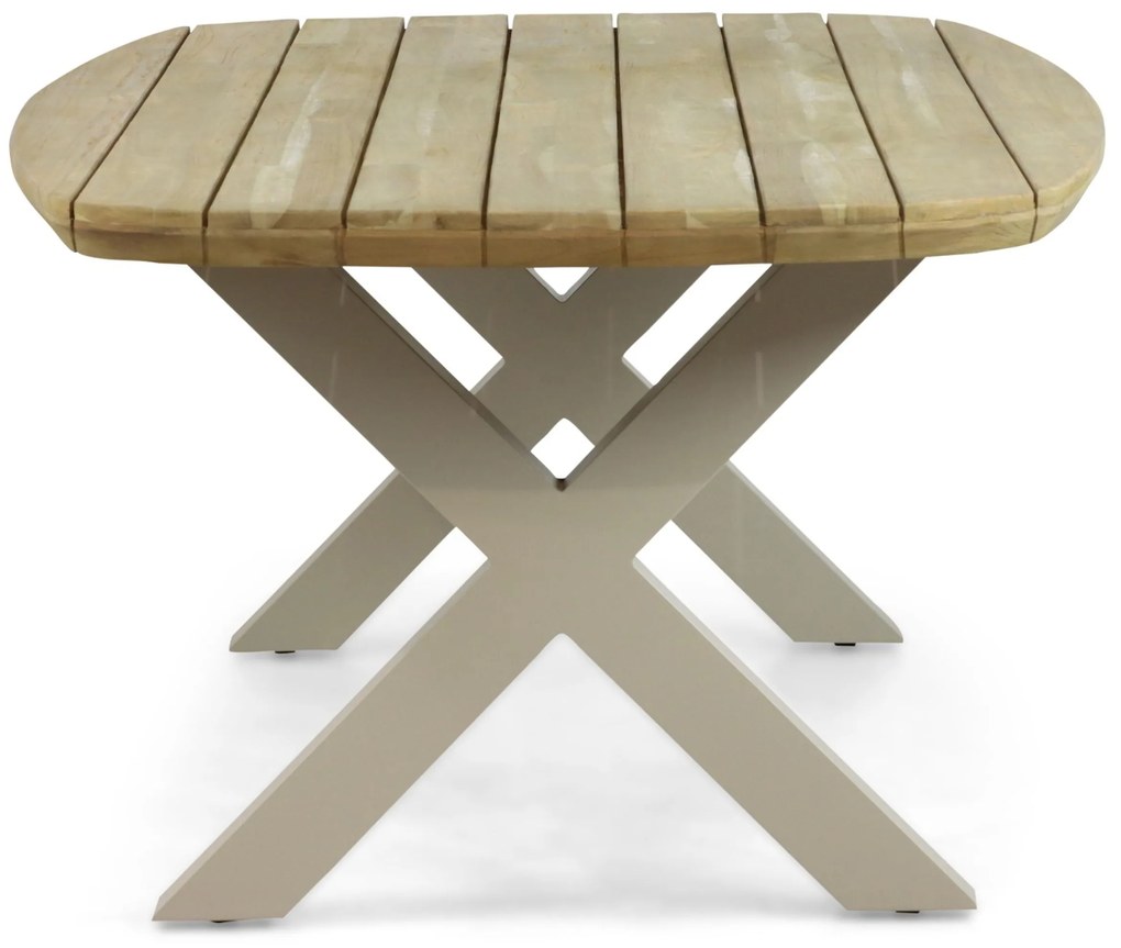 Dining Tuintafel rechthoekig 240 x 100 cm Aluminium/Teak Taupe Falcon/Cardiff