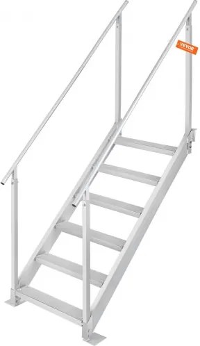 VEVOR 6-traps zwemtrap met twee leuningen, bootladder 800x1850x2092mm, zwembadladder van aluminiumlegering, trapladder belastbaar tot 250kg, 10cm pedalen, ideaal voor havens, boten, zwembaden