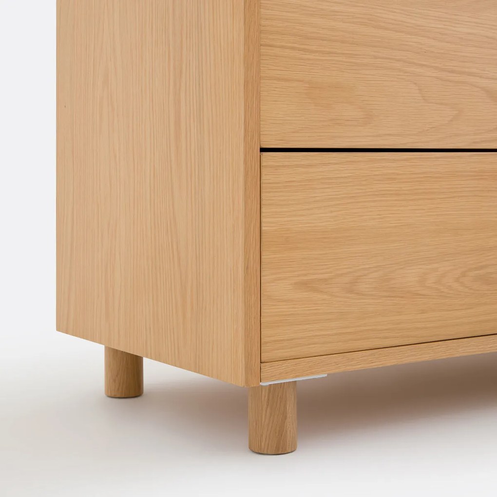 Ladekast van eikenfineer en gehard glas, 6 lades, WALOR