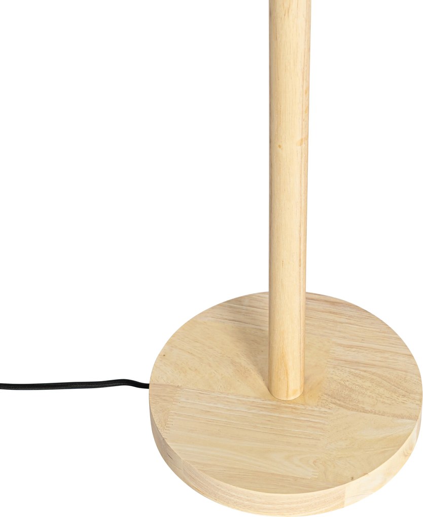 Vloerlamp hout met ovale velours kap blad design 50cm - Mels