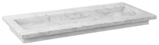 Forzalaqua Nova wastafel 120.5x51.5x9.5cm Rechthoek 2 kraangaten Natuursteen Carrara gepolijst 8010834